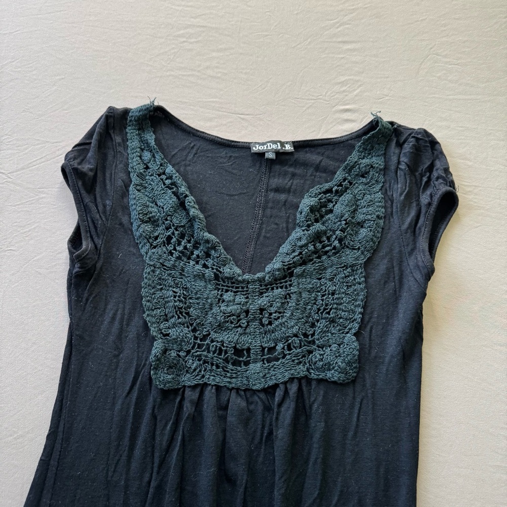 Grunge Y2K Jordel .B Jersey Crochet Mini Swing Dress - Picture 2 of 5